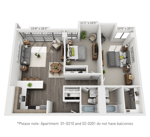 a 2 bedroom apartment